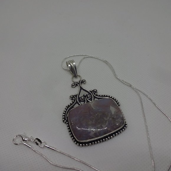 Feminine "MOOKAITE JASPER" Handmade Sterling Pendant on a 18" Chain #447 - Picture 2 of 3